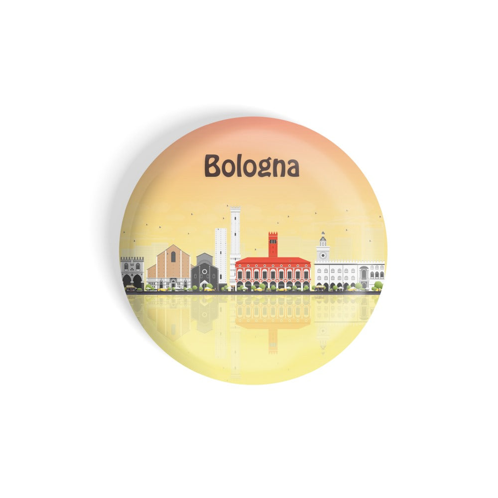 dhcrafts Round Fridge Magnet Multicolour Places Bologna City In Italy Glossy Finish Design Pack of 1 (58 mm)