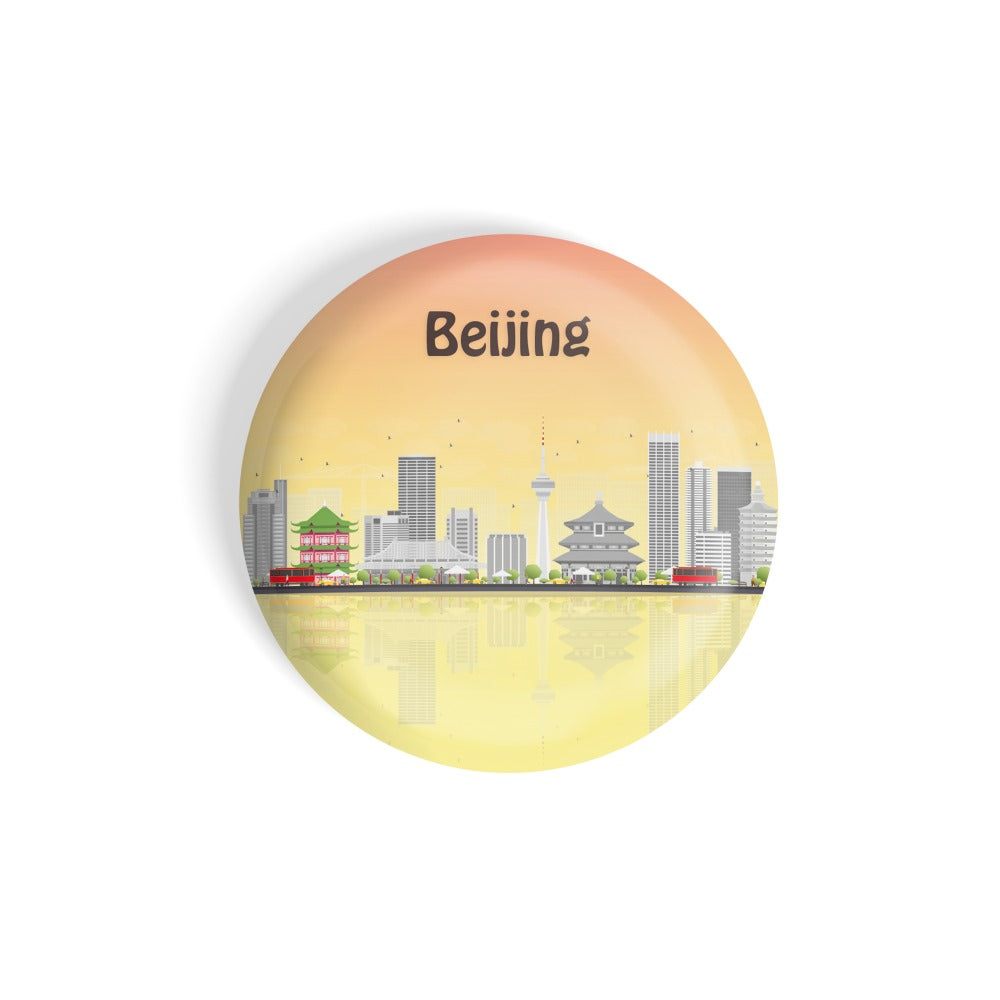 dhcrafts Round Fridge Magnet Multicolour Places Bejing Capital Of China Glossy Finish Design Pack of 1 (58 mm)