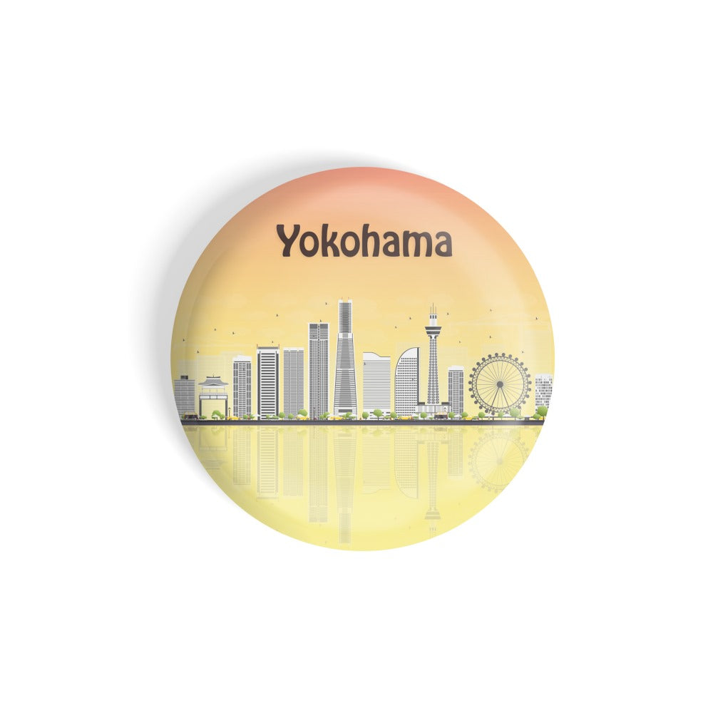 dhcrafts Round Fridge Magnet Multicolour Places Yokohama City In Japan Glossy Finish Design Pack of 1 (58 mm)