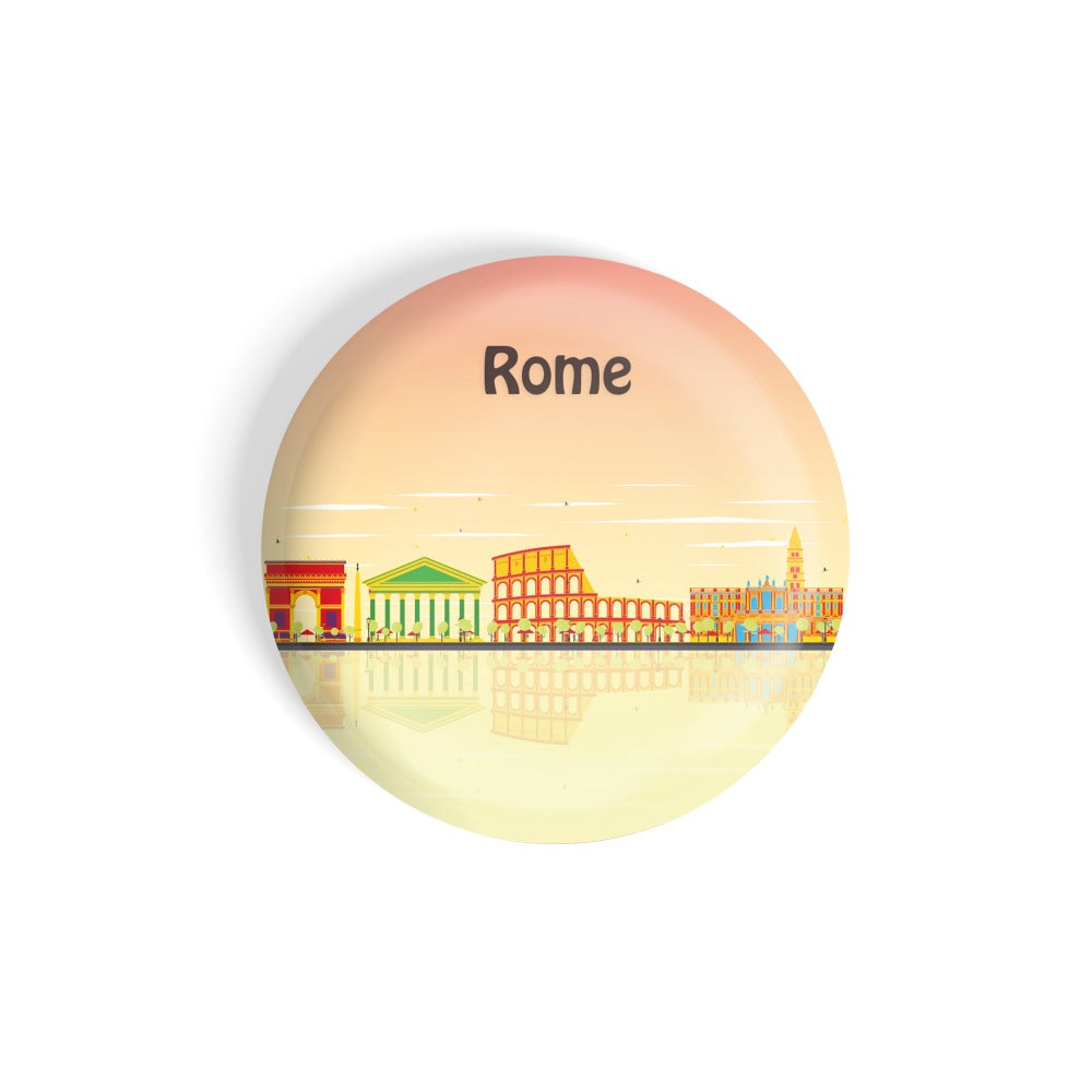 dhcrafts Round Fridge Magnet Multicolour Places Rome Capital Of Italy Glossy Finish Design Pack of 1 (58 mm)