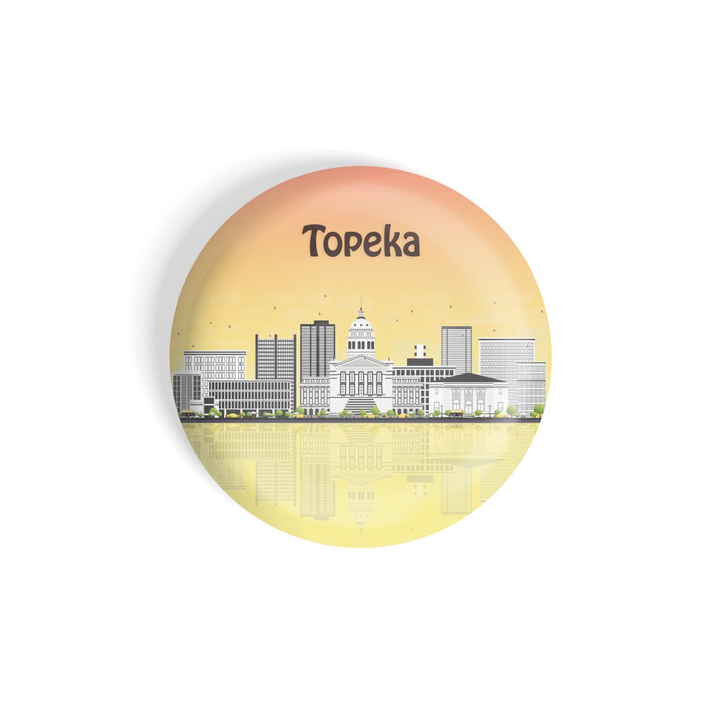 dhcrafts Round Fridge Magnet Multicolour Places Topeka City In Kansas Glossy Finish Design Pack of 1 (58 mm)