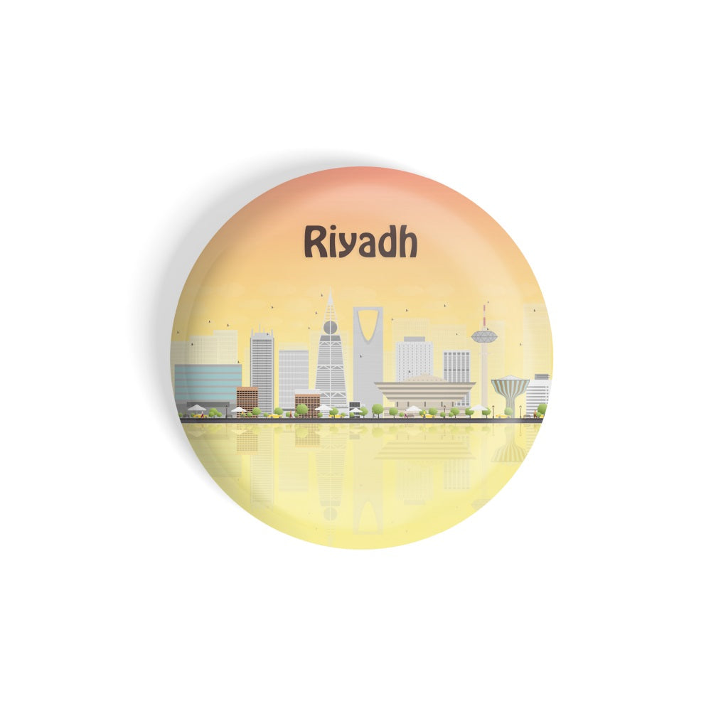 dhcrafts Round Fridge Magnet Multicolour Places Riyadh Capital Of Saudi Arabia Glossy Finish Design Pack of 1 (58 mm)