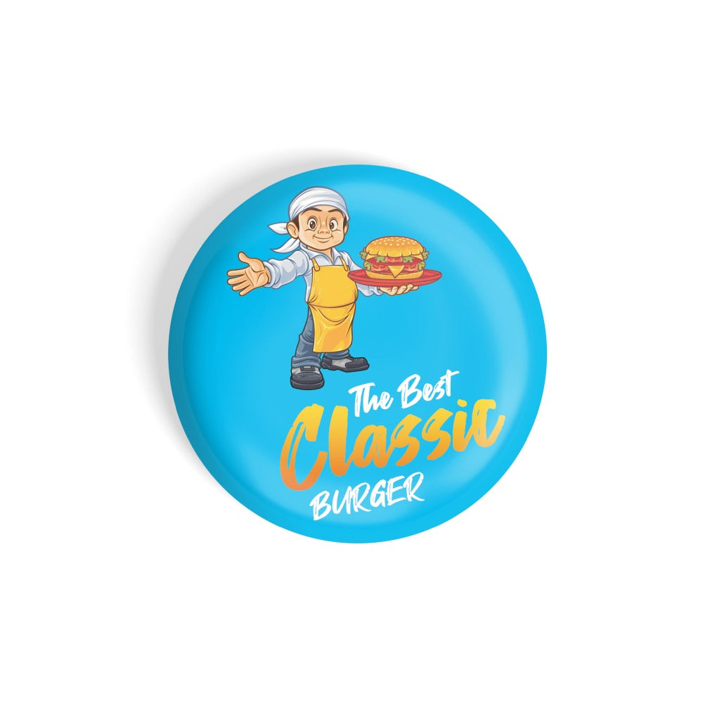 dhcrafts Round Fridge Magnet Blue Food Lovers The Best Classic Burger Glossy Finish Design Pack of 1