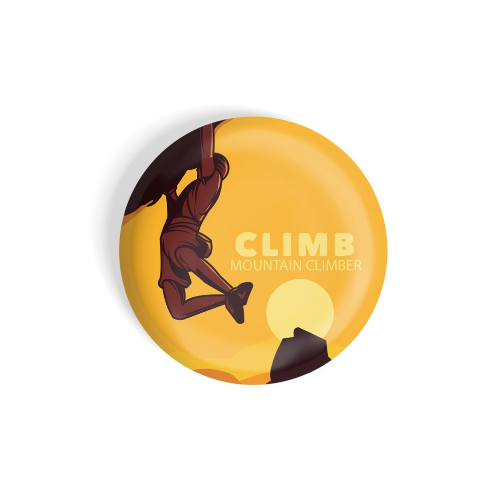 dhcrafts Round Fridge Magnet Sports Multicolour Climb Mountain Climbers Hiking Glossy Finish Design Pack of 1 (58 mm)