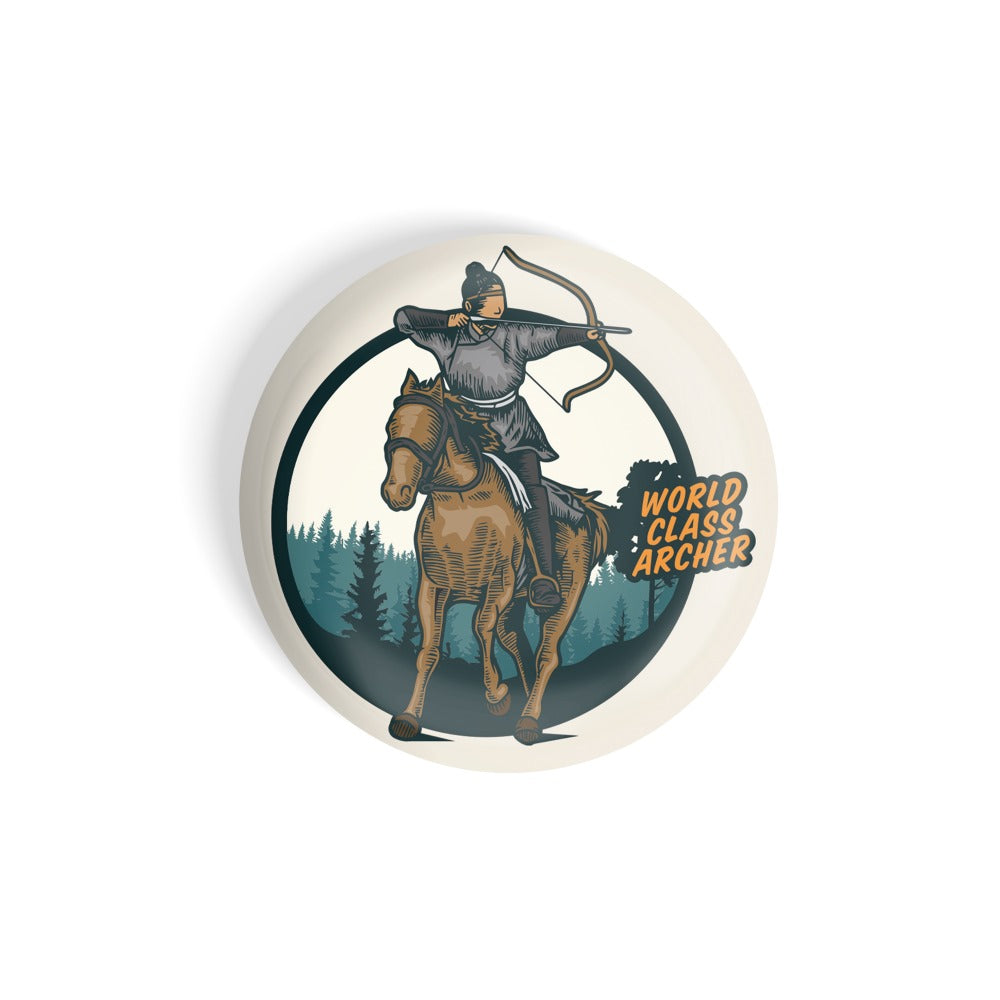dhcrafts Round Fridge Magnet Sports Multicolour World Class Archer Archery Glossy Finish Design Pack of 1