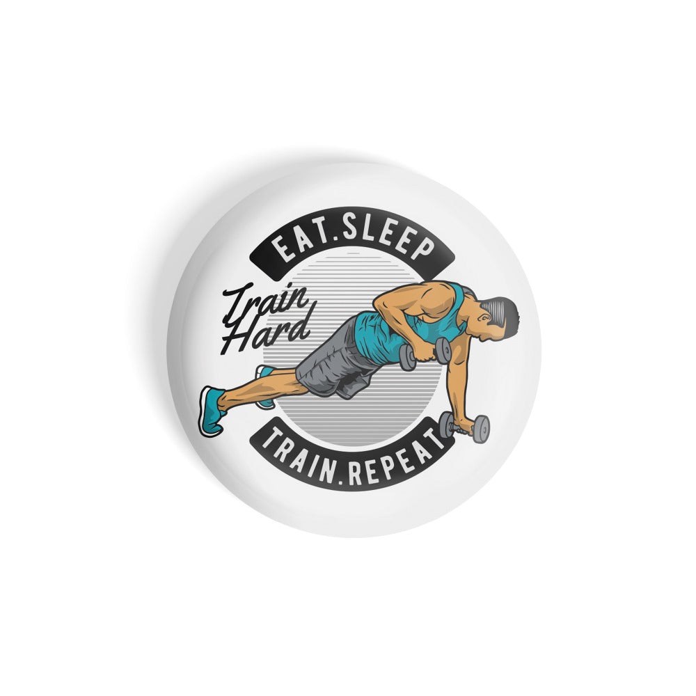 dhcrafts Round Fridge Magnet Sports Multicolour Gym Eat. Sleep. Train. Repeat Glossy Finish Design Pack of 1