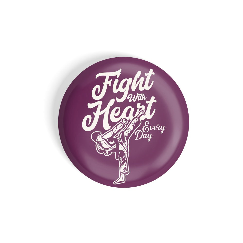 dhcrafts Round Fridge Magnet Sports Multicolour Fight With Heart Every Day Karate Glossy Finish Design Pack of 1 (58 mm)