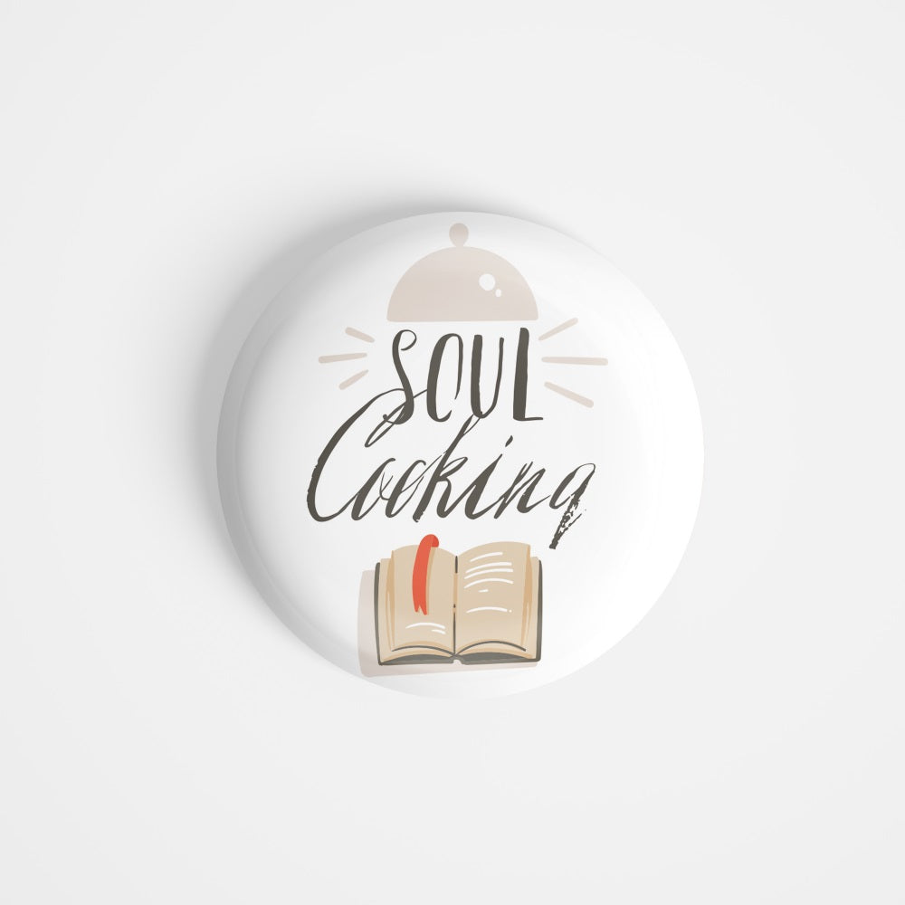 dhcrafts Round Fridge Magnet White Food Lovers Soul Cooking Glossy Finish Design Pack of 1 (58 mm)