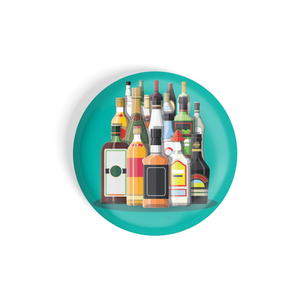 dhcrafts Round Fridge Magnet Multicolour Food Lovers Drinks Menu D1 Glossy Finish Design Pack of 1 (58 mm)