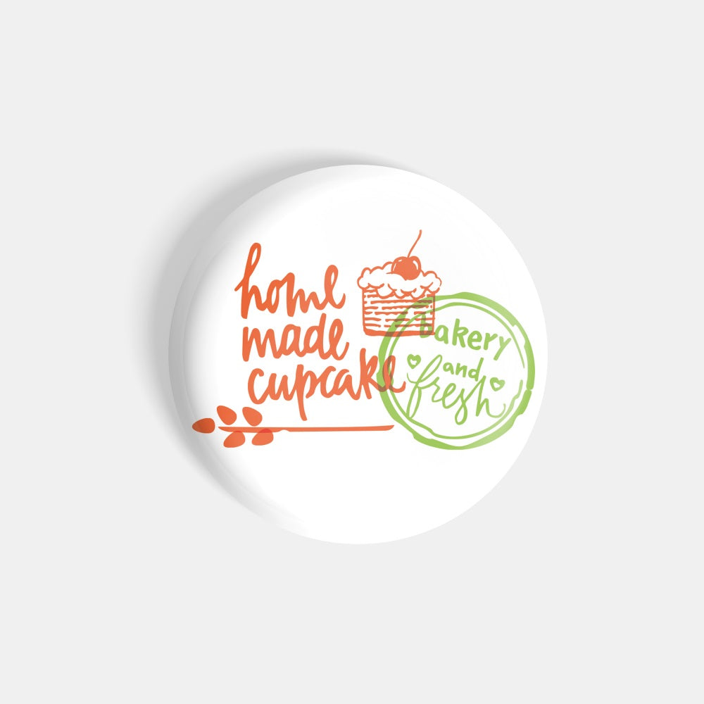 dhcrafts Round Fridge Magnet White Food Lovers Home Made Cupcake Glossy Finish Design Pack of 1 (58 mm)