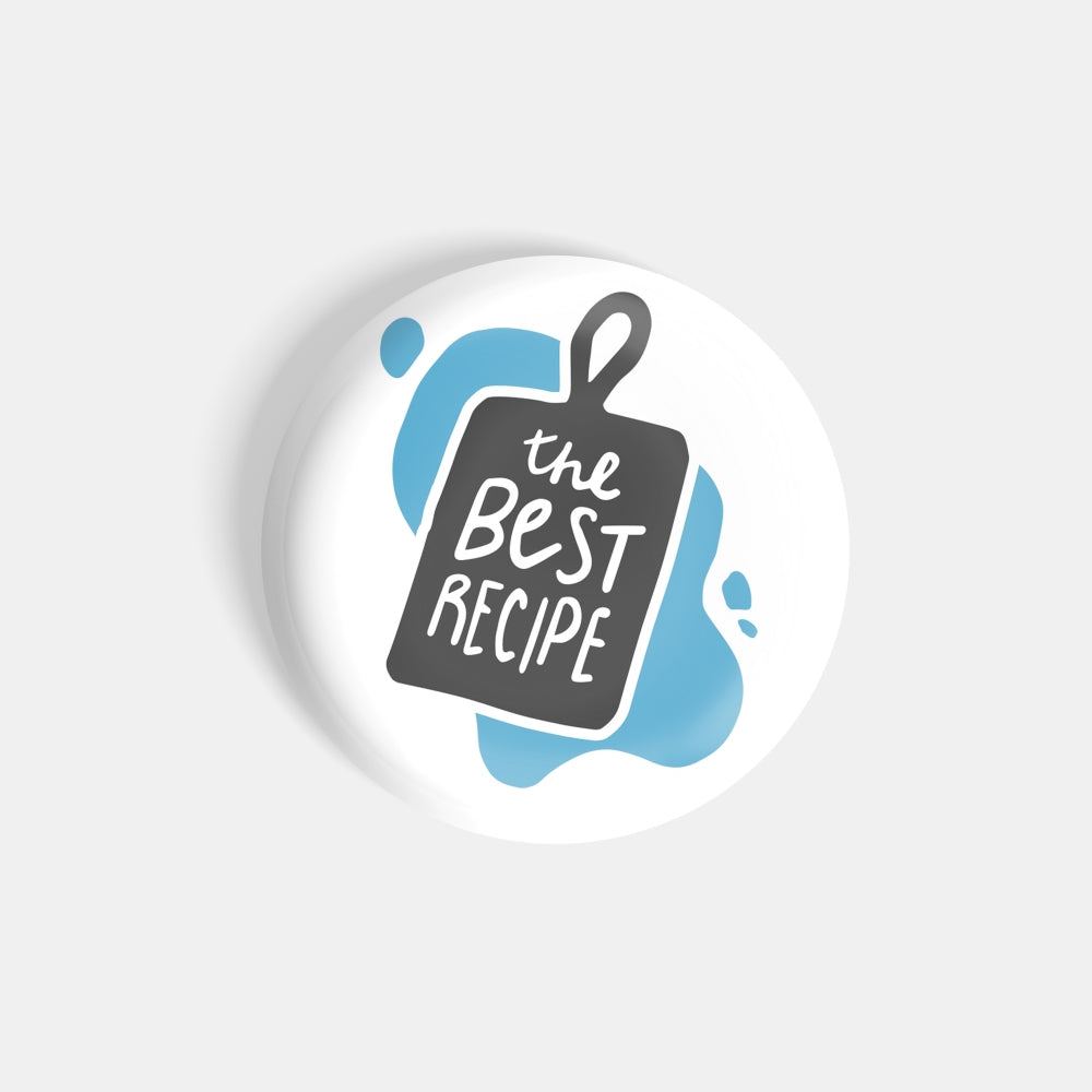 dhcrafts Round Fridge Magnet White Food Lovers The Best Recipe Glossy Finish Design Pack of 1 (58 mm)