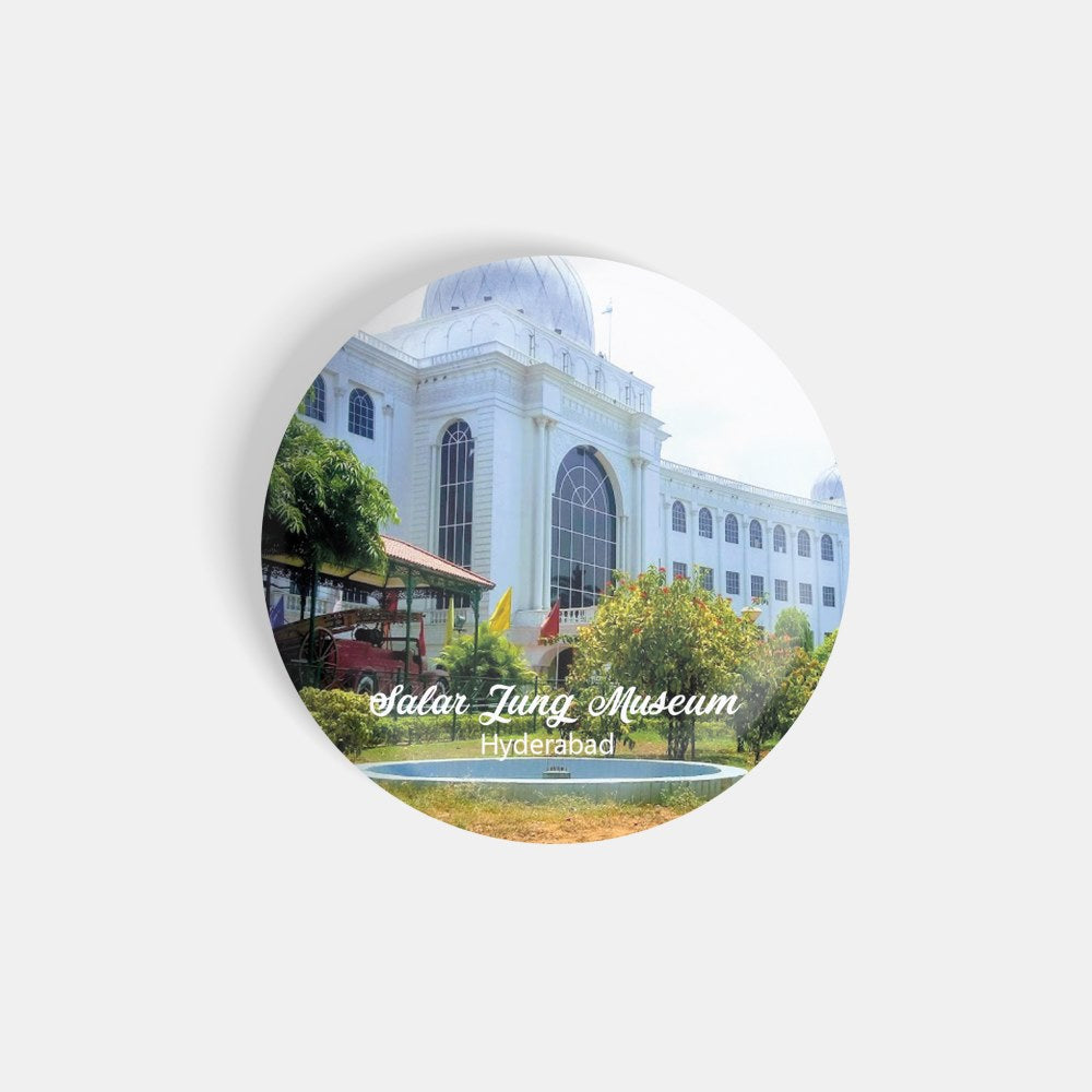 dhcrafts Round Fridge Magnet Multicolour Places Salar Jung Museum Hyderabad Glossy Finish Design Pack of 1