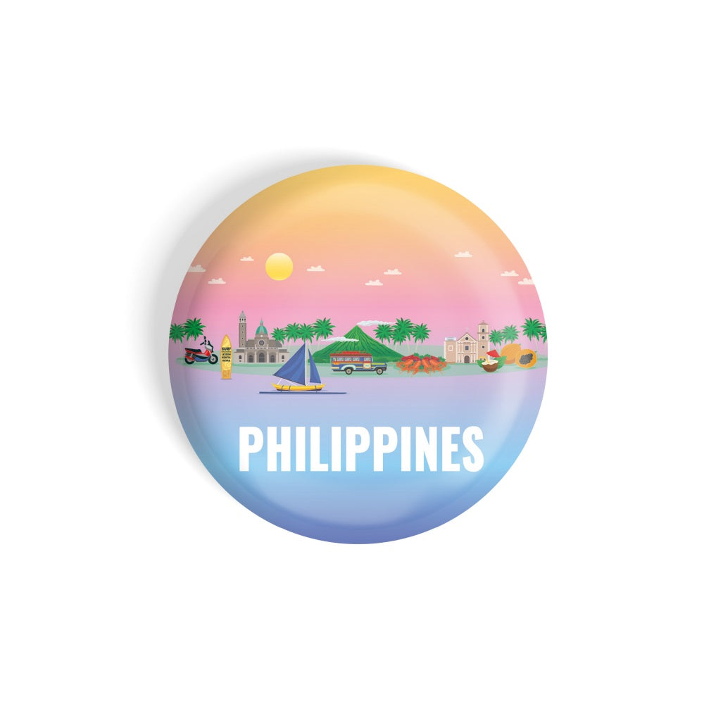 dhcrafts Round Fridge Magnet Multicolour Places Philippines Glossy Finish Design Pack of 1 (58 mm)