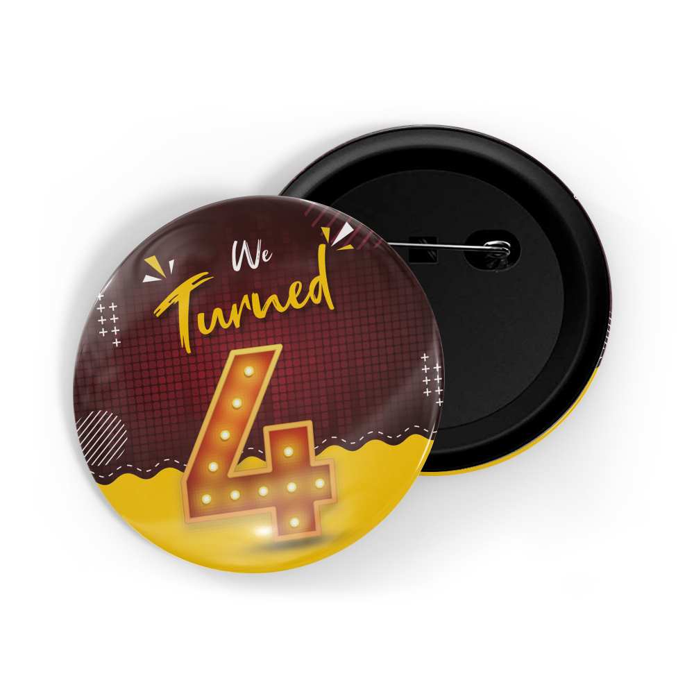 dhcrafts Round Pin Badges Multicolour We Turned 1 D1 Wedding / Anniversary / Ceremony / Valentine / Office / Firm / Celebration Glossy Finish Design Pack of 1 (58mm)