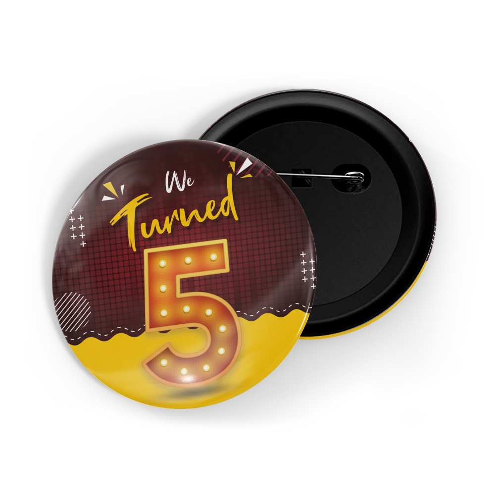 dhcrafts Round Pin Badges Multicolour We Turned 2 D1 Wedding / Anniversary / Ceremony / Valentine / Office / Firm / Celebration Glossy Finish Design Pack of 1 (58mm)