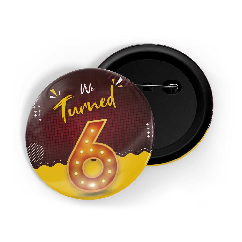 dhcrafts Round Pin Badges Multicolour We Turned 3 D1 Wedding / Anniversary / Ceremony / Valentine / Office / Firm / Celebration Glossy Finish Design Pack of 1 (58mm)