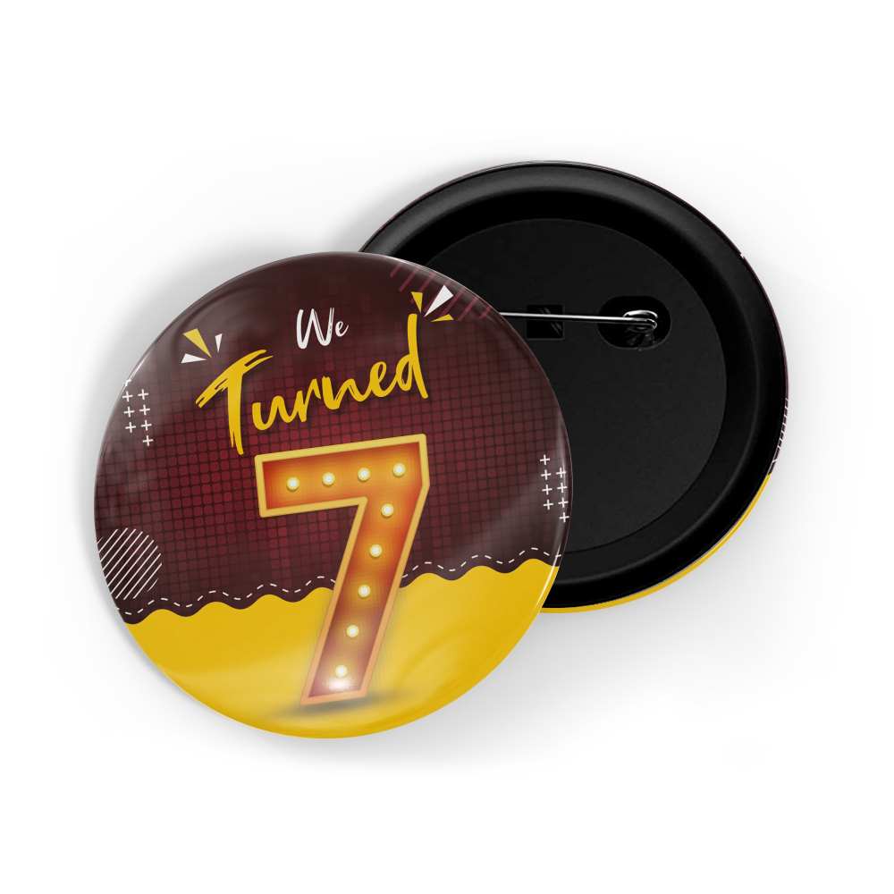 dhcrafts Round Pin Badges Multicolour We Turned 4 D1 Wedding / Anniversary / Ceremony / Valentine / Office / Firm / Celebration Glossy Finish Design Pack of 1 (58mm)