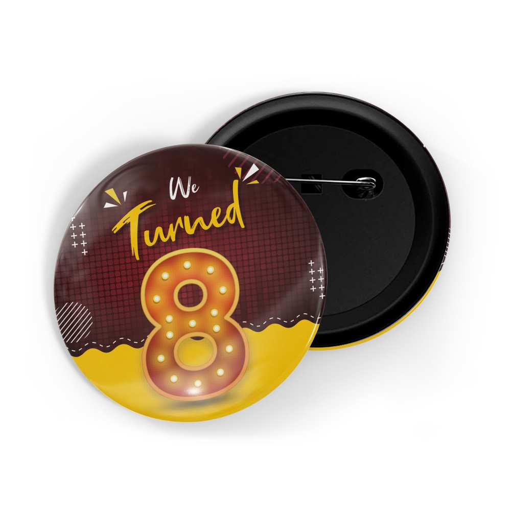 dhcrafts Round Pin Badges Multicolour We Turned 5 D1 Wedding / Anniversary / Ceremony / Valentine / Office / Firm / Celebration Glossy Finish Design Pack of 1 (58mm)