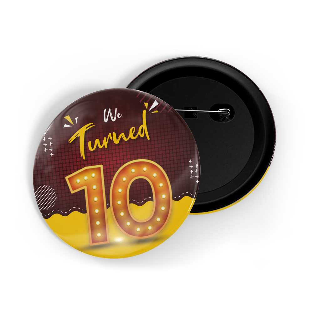 dhcrafts Round Pin Badges Multicolour We Turned 7 D1 Wedding / Anniversary / Ceremony / Valentine / Office / Firm / Celebration Glossy Finish Design Pack of 1 (58mm)
