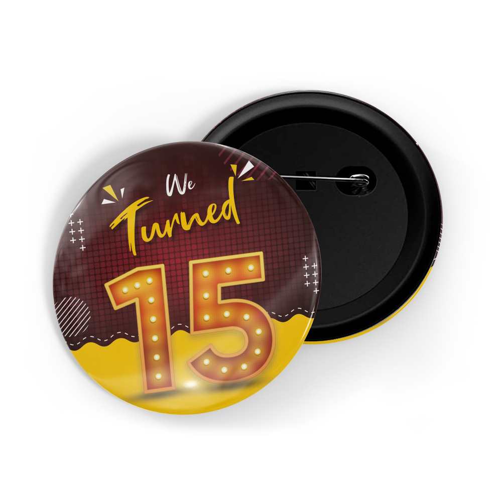 dhcrafts Round Pin Badges Multicolour We Turned 8 D1 Wedding / Anniversary / Ceremony / Valentine / Office / Firm / Celebration Glossy Finish Design Pack of 1 (58mm)