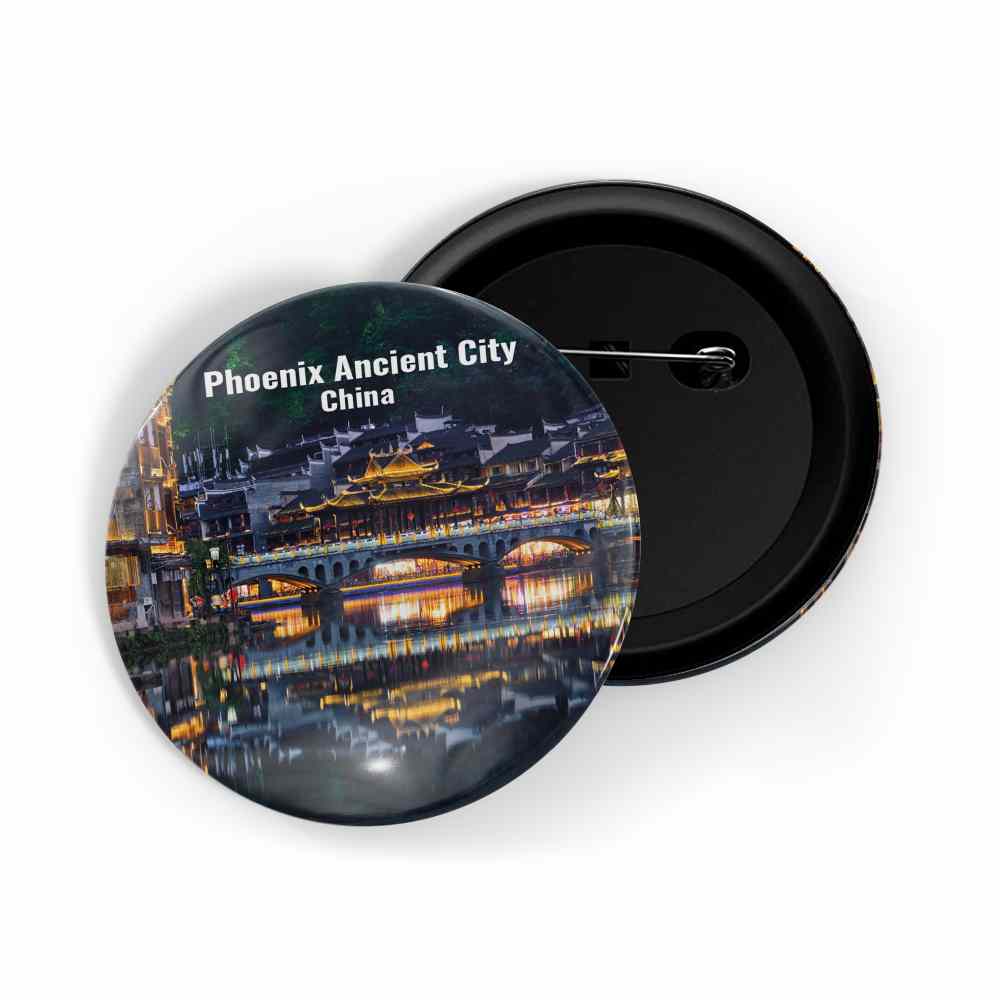 dhcrafts Round Pin Badge Multicolor Famous Tourist Place Selfoss Waterfall Iceland Glossy Finish Design Pack of 1 (58mm)