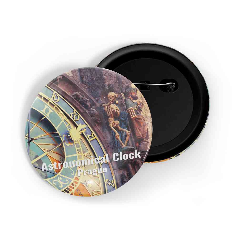 dhcrafts Round Pin Badge Multicolor Famous Tourist Place Columbus Monument Barcelona Spain Glossy Finish Design Pack of 1 (58mm)