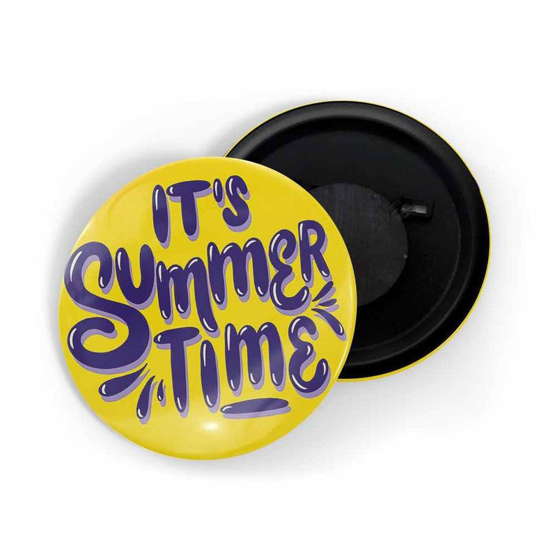 dhcrafts Yellow color Round Fridge Magnet It's Summer Time Glossy Finish Design Packof 1 (75 mm)