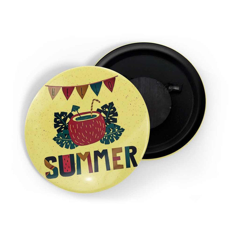 dhcrafts Yellow color Round Fridge Magnet Summer Glossy Finish Design Packof 1 (75 mm)