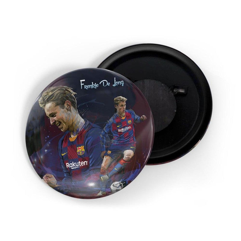 dhcrafts Round Fridge Magnet Blue color Frenkie De Jong Glossy Finish Design Pack of 1 (75 mm)