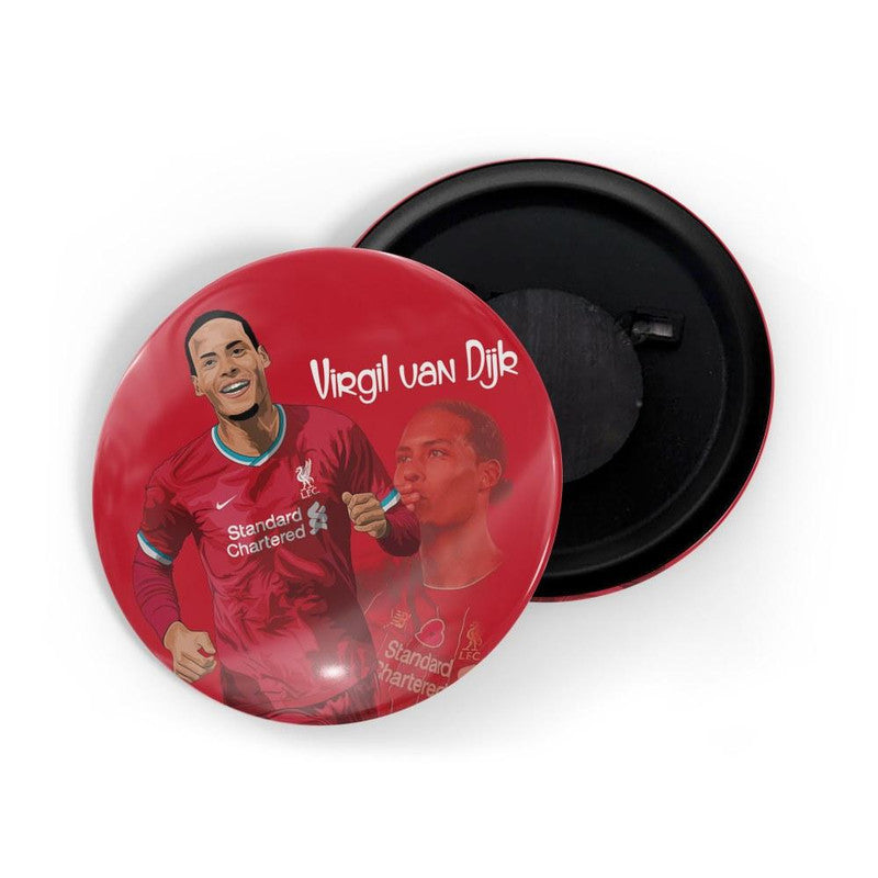 dhcrafts Round Fridge Magnet Red color Virgil Van Dijk Glossy Finish Design Pack of 1 (75 mm)