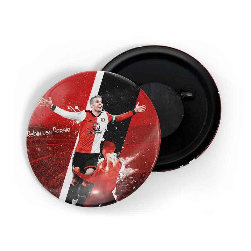 dhcrafts Round Fridge Magnet Red color Robin van Persie Glossy Finish Design Pack of 1 (75 mm)
