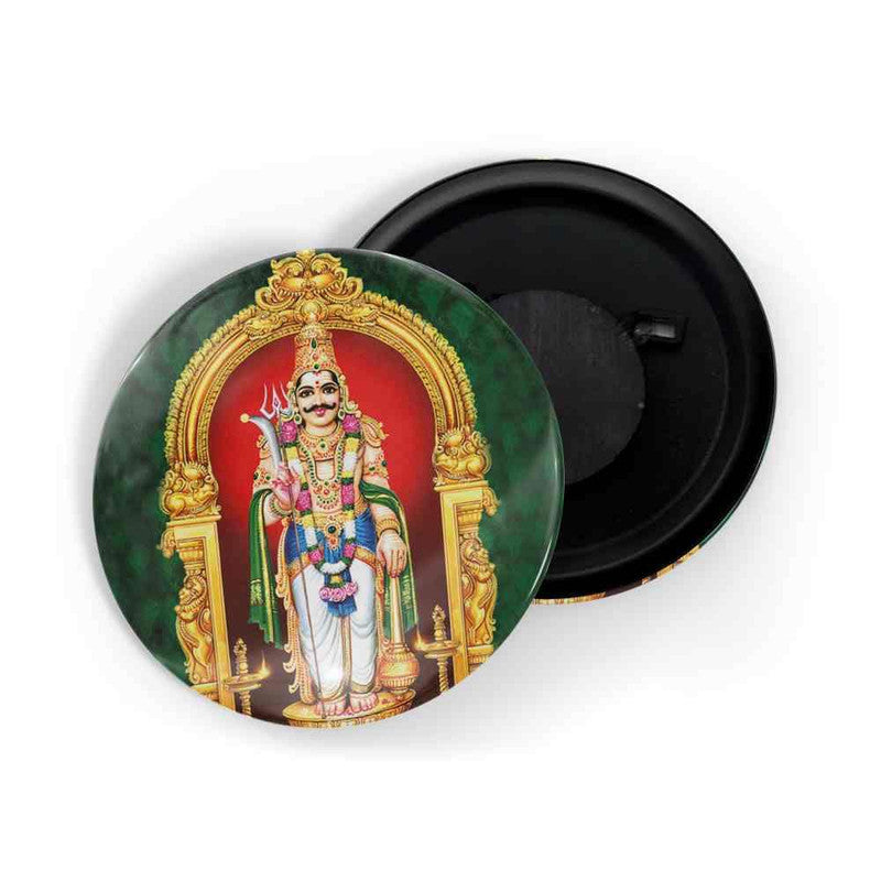 dhcrafts Round Fridge Magnet Green color Lord Muneeswaran - Karuppasamy Glossy Finish Design Pack of 1 (75 mm)