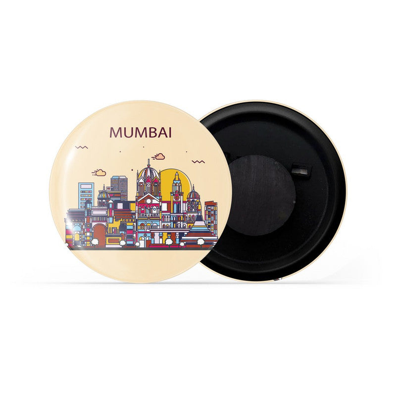 dhcrafts Fridge Magnet Brown Color Mumbai Glossy Finish Design Pack of 1