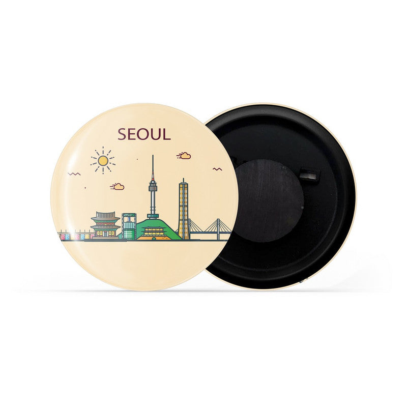 dhcrafts Fridge Magnet Brown Color Seoul Glossy Finish Design Pack of 1