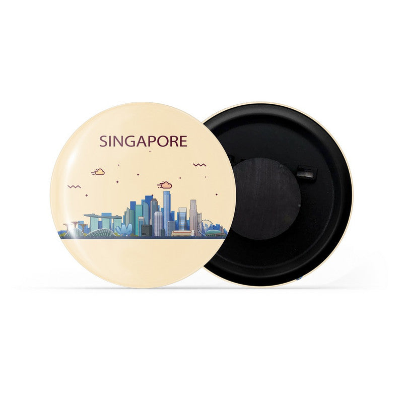 dhcrafts Fridge Magnet Brown Color Singapore Glossy Finish Design Pack of 1