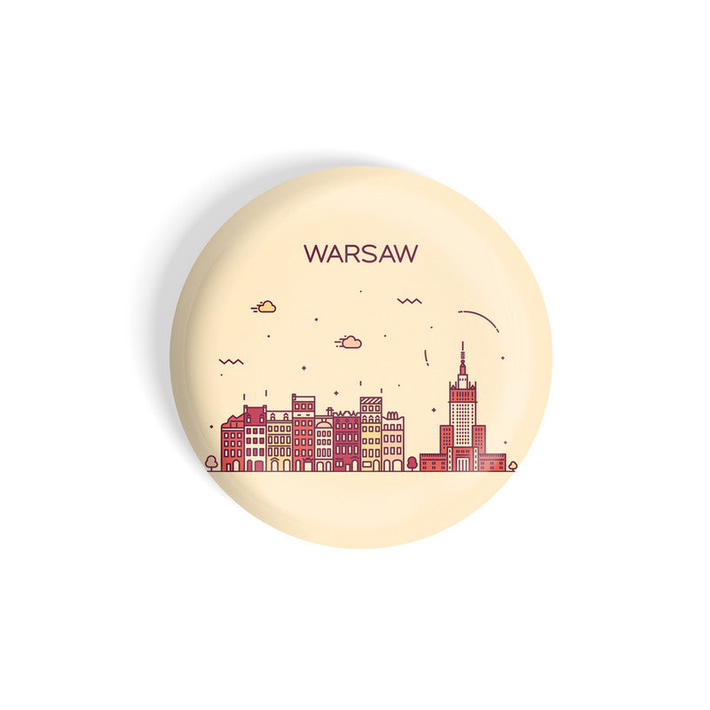 dhcrafts Round Fridge Magnet Brown Color Warsaw Glossy Finish Design Pack of 1 (75 mm)