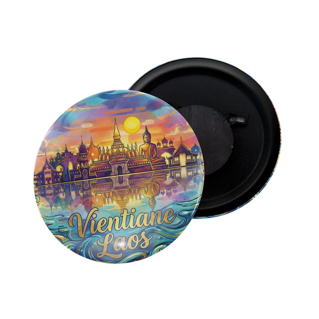 dhcrafts Fridge Magnet White Color Vientiane Laos Glossy Finish Design Pack of 1
