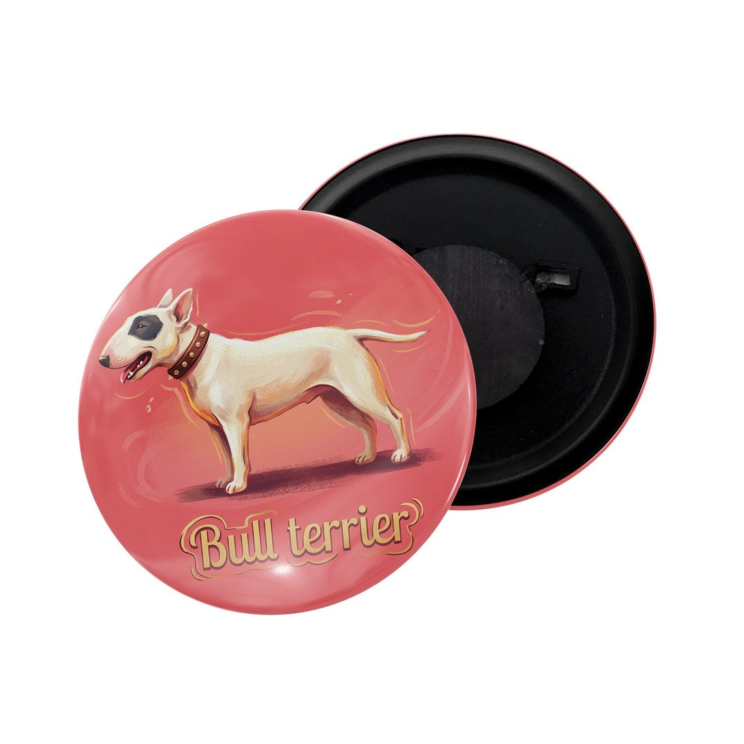 dhcrafts Fridge Magnet Pink Color Bull Terrier Pet Dog Glossy Finish Design Pack of 1