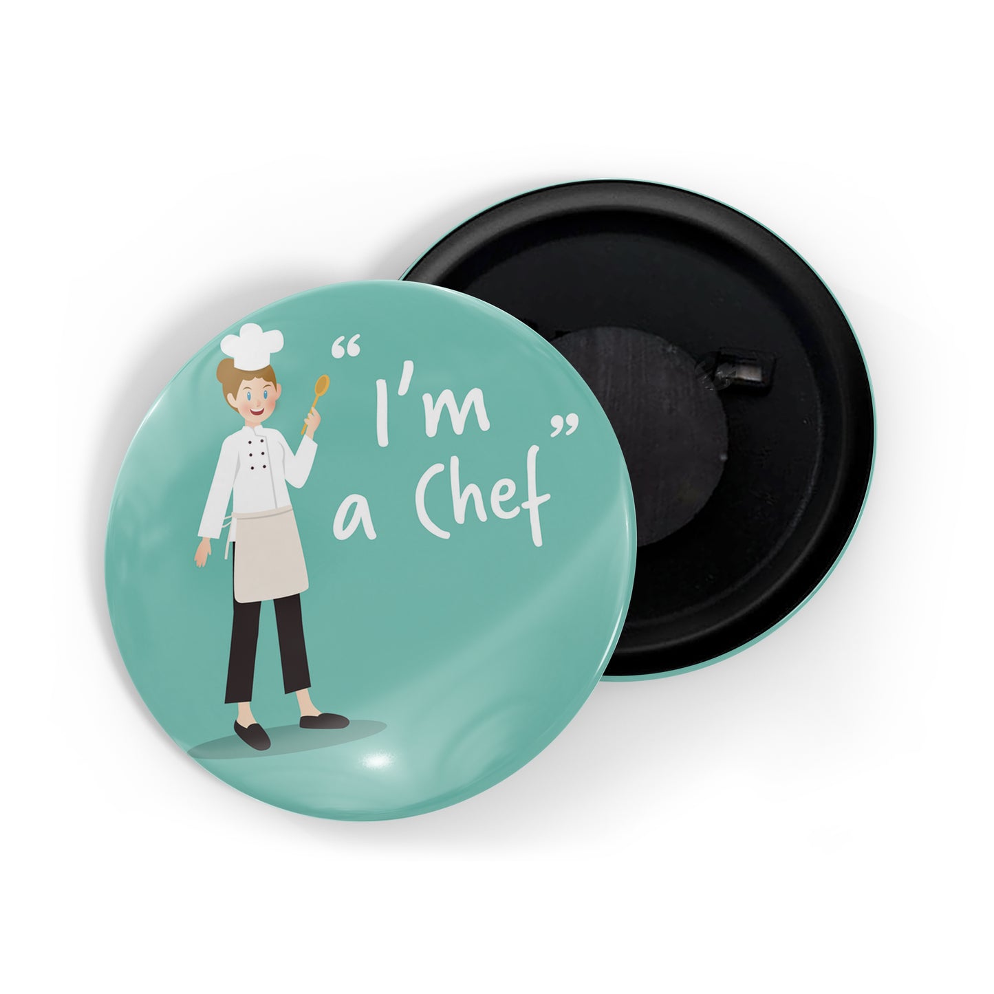 dhcrafts Round Fridge Magnet Green Color Profession I'm A Chef Glossy Finish Design Pack of 1 (58 mm)