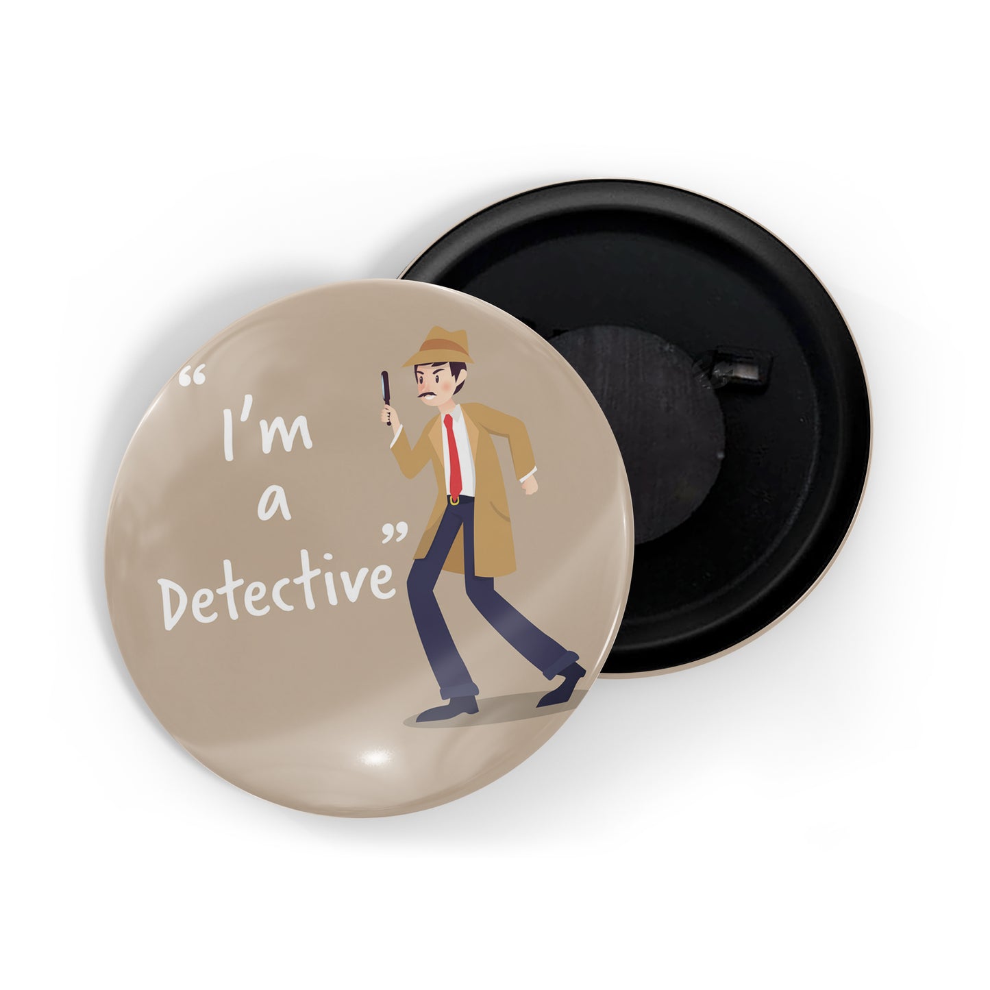 dhcrafts Round Fridge Magnet Brown Color Profession I'm A Detective Glossy Finish Design Pack of 1 (58 mm)
