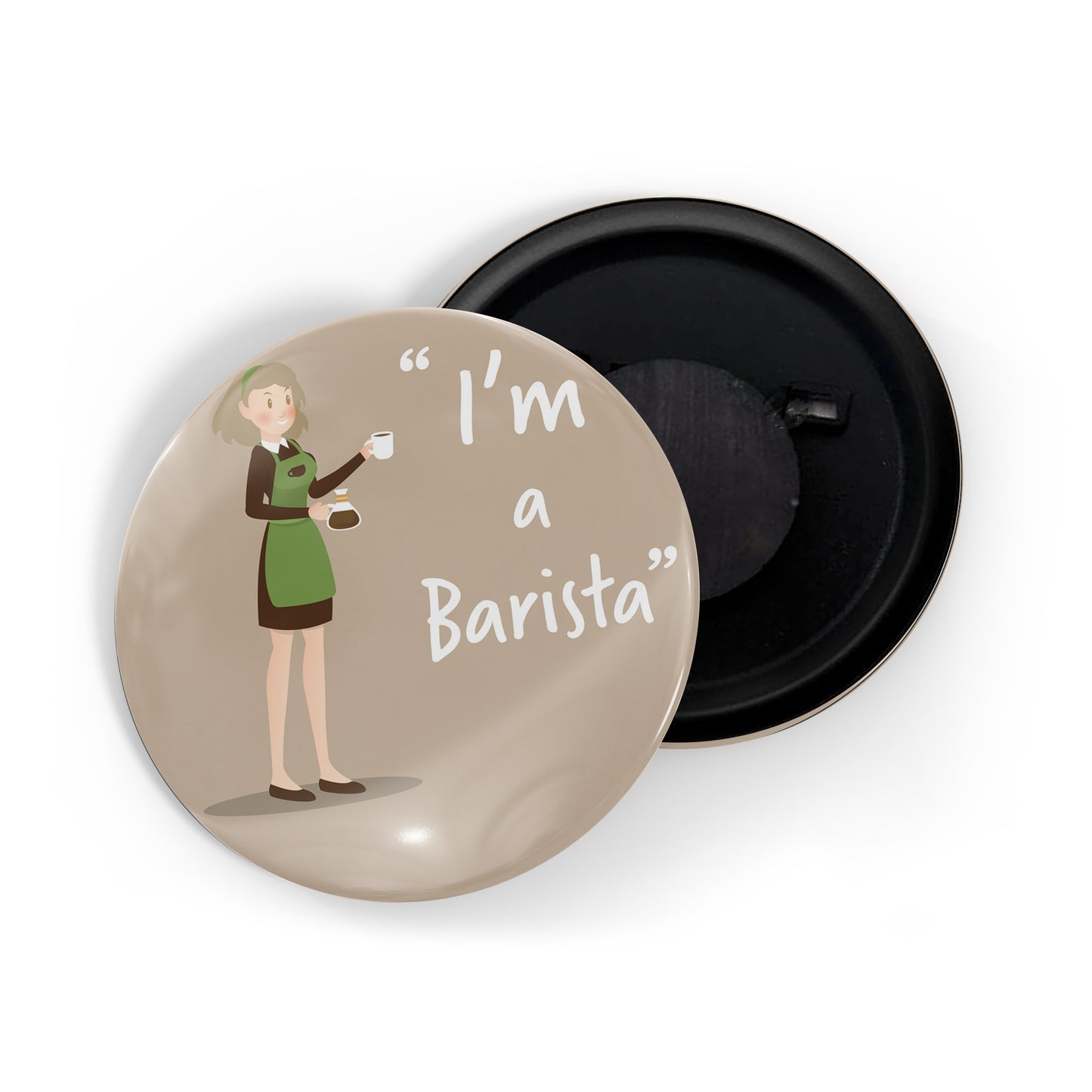 dhcrafts Round Fridge Magnet Brown Color Profession I'm A Barista Glossy Finish Design Pack of 1 (58 mm)