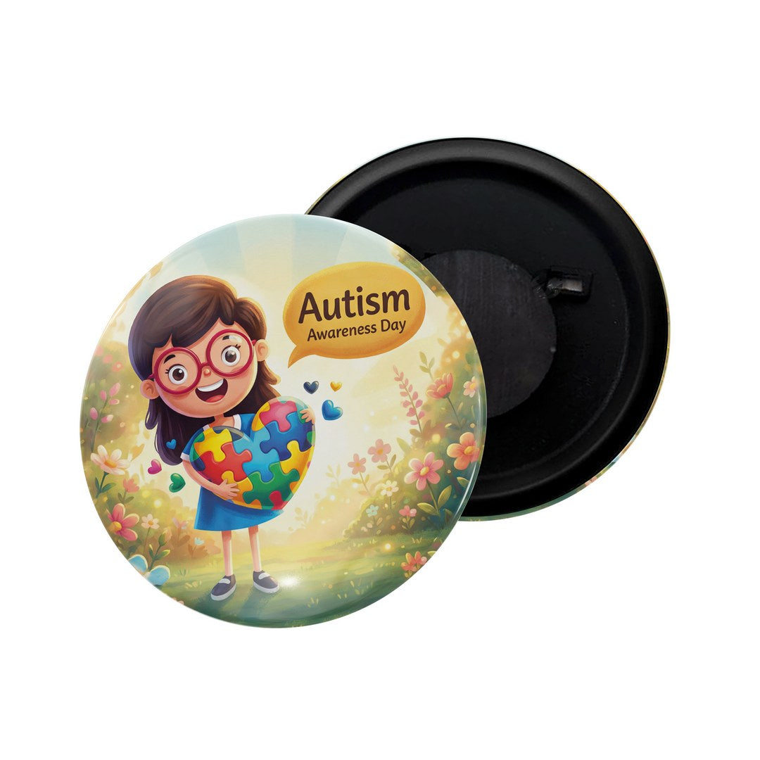 dhcrafts Fridge Magnet White Color Autism Awareness Day D3 Glossy Finish Design Pack of 1