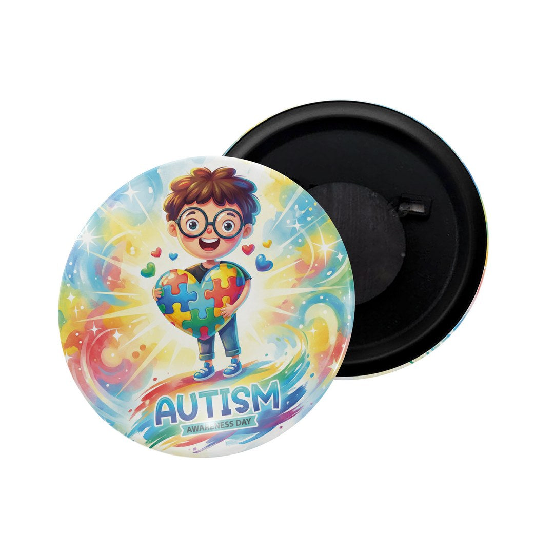 dhcrafts Fridge Magnet White Color Autism Awareness Day D4 Glossy Finish Design Pack of 1