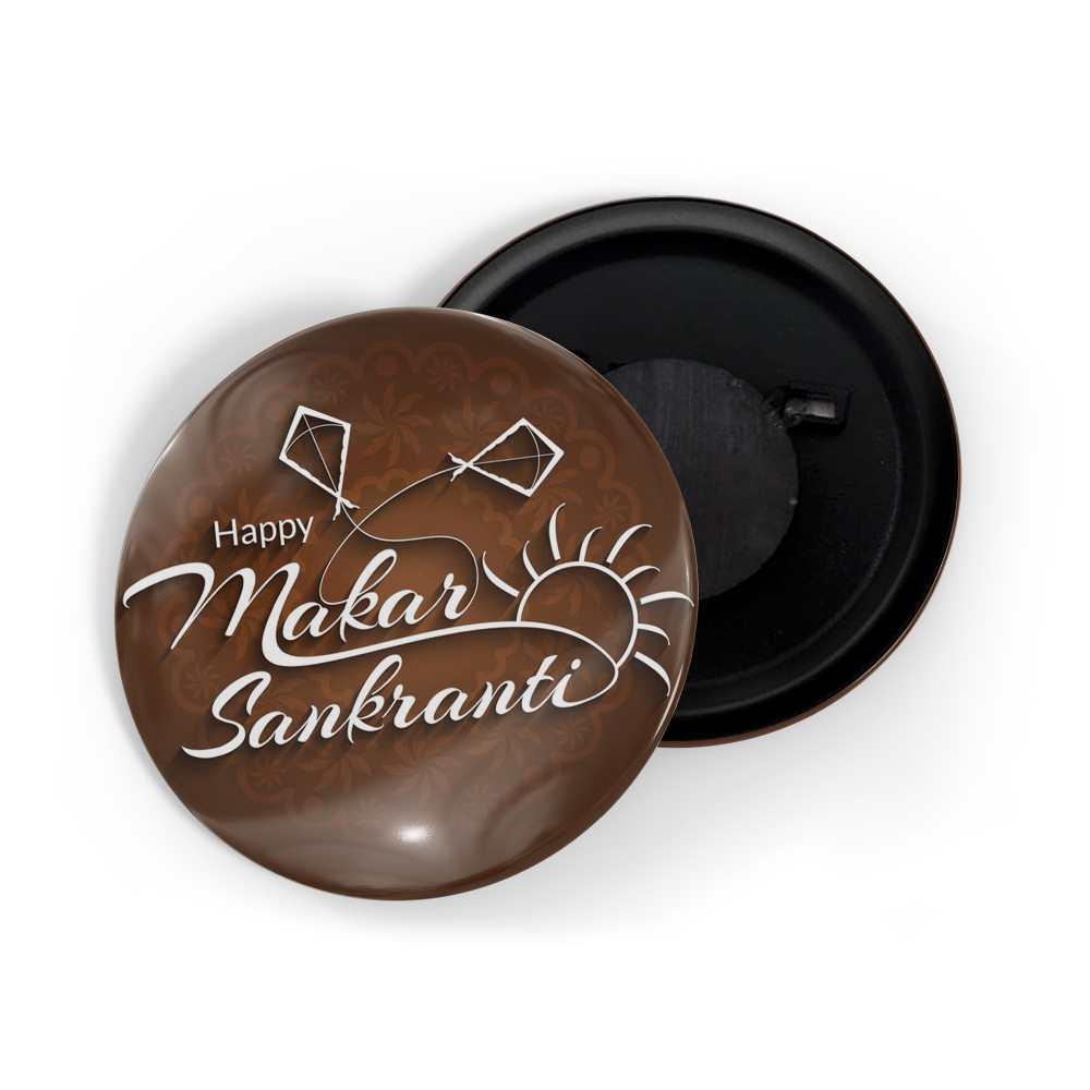 dhcrafts Fridge Magnet Brown Makar Sankranti D1 Glossy Finish Design Pack of 1