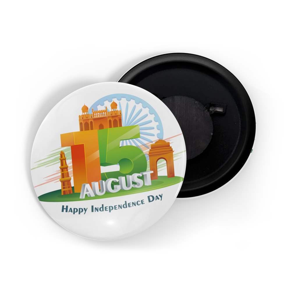 dhcrafts Fridge Magnet White Independence Day 15th August D3 Glossy Finish Design Pack of 1
