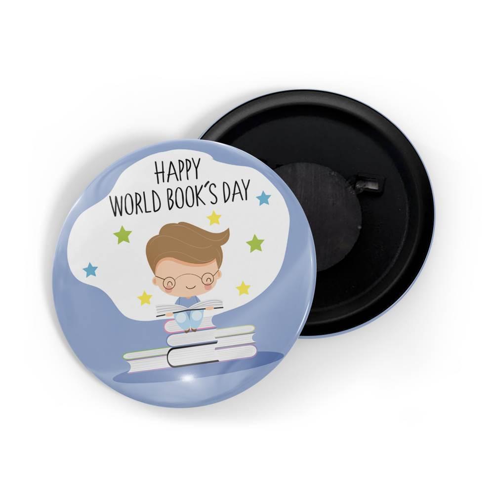 dhcrafts Fridge Magnet Blue World Book Day D1 Glossy Finish Design Pack of 1