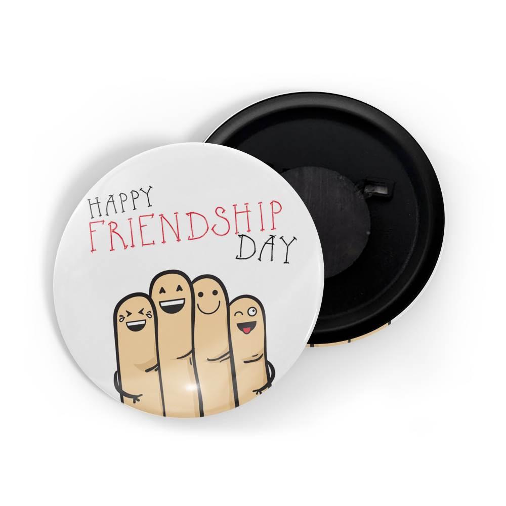 dhcrafts Fridge Magnet White Friendship Day D2 Glossy Finish Design Pack of 1