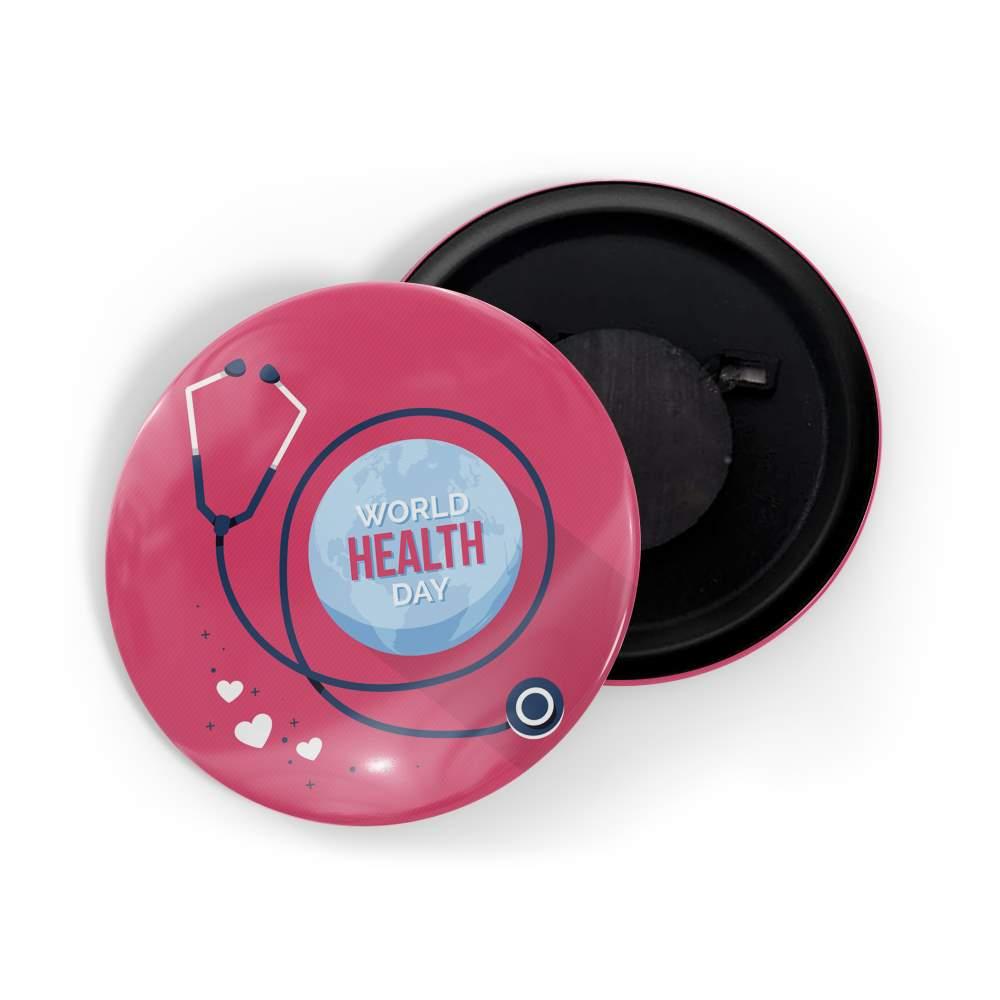 dhcrafts Fridge Magnet Pink World Health Day D1 Glossy Finish Design Pack of 1