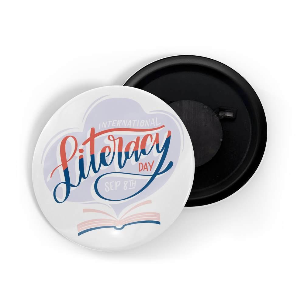 dhcrafts Fridge Magnet White Literacy Day Glossy Finish Design Pack of 1