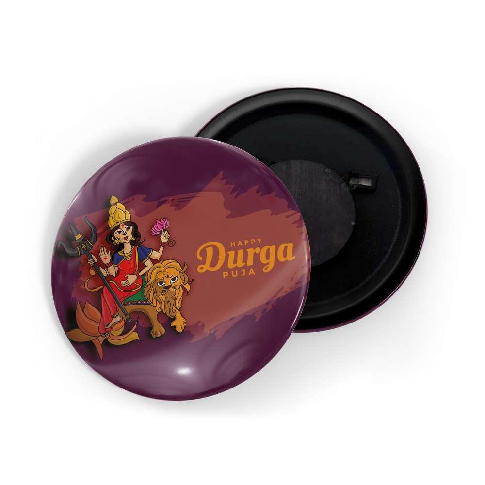 dhcrafts Fridge Magnet Brown Durga Puja D3 Glossy Finish Design Pack of 1